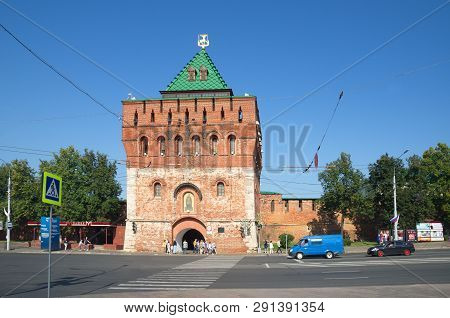 Nizhny Novgorod, Russia - August 19, 2018: View Of Dmitrievskaya Tower Of Nizhny Novgorod Kremlin