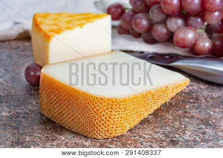 French Yellow Cheeses, Pur Brebis Sheep Melk Cheese Fron Pyrenees And Saint Paulin Creamy, Mild, Sem
