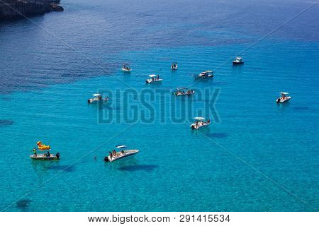 Lampedusa, Italy - August, 01: View Of Tabaccara Famous Sea Place Of Lampedusa On August 01, 2018