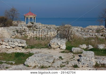 Ruinerne af antikke græske koloni Khersones.Place King Vladimir døbte. Sevastopol, Crimea