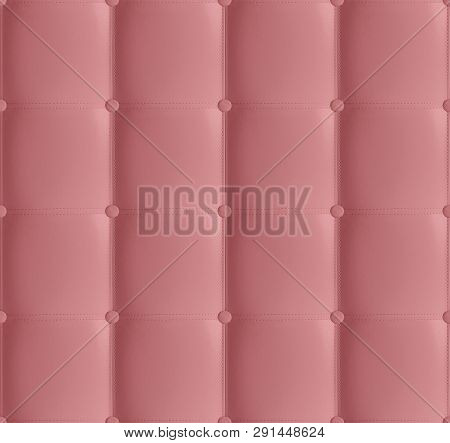 Coral Leather Quilted Headboard Seamless Pattern, Luxury Soft Leather Background. White Headboard, B