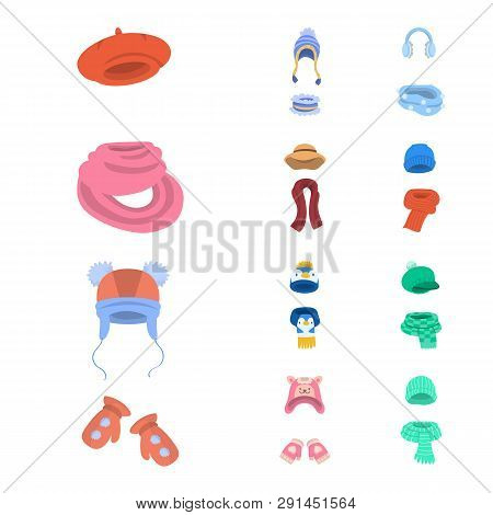 Vector Design Of Headwear  And Fashion  Sign. Set Of Headwear  And Cold Vector Icon For Stock.