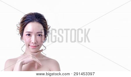 Beauty Concept. Beauty Spa Woman With Perfect Skin Portrait. Beautiful Woman Face Close Up Studio On