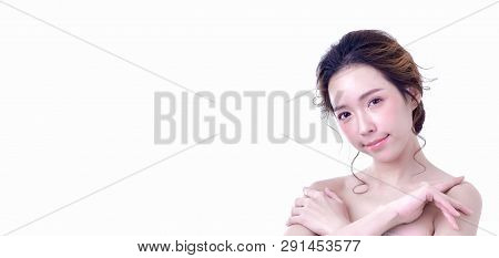 Beauty Concept. Beauty Spa Woman With Perfect Skin Portrait. Beautiful Woman Face Close Up Studio On