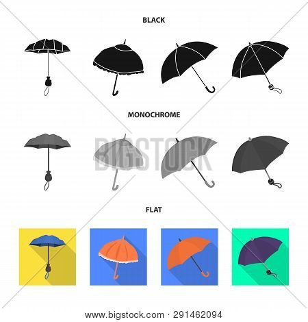 Vector Illustration Of Protection And Closed Sign. Collection Of Protection And Rainy Vector Icon Fo