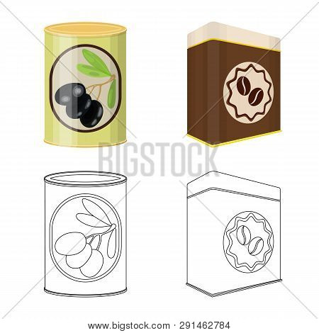 Vector Design Of Can And Food Icon. Collection Of Can And Package Stock Symbol For Web.