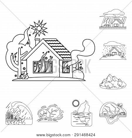 Vector Illustration Of Natural And Disaster Icon. Set Of Natural And Risk Stock Vector Illustration.