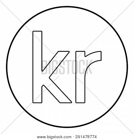 Krone Of Denmark Danish Krone Icon Outline Black Color Vector In Circle Round Illustration Flat Styl