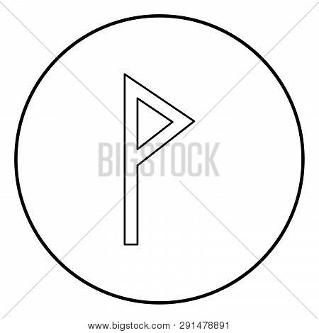 Vuno Rune Wunjo Symbol W Win Vane Joy Icon Outline Black Color Vector In Circle Round Illustration F