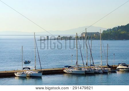 View Of The Bay From The Spianada Square In Corfu Town, Greece