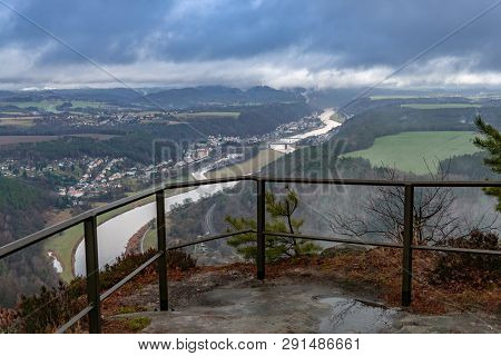 View From Lilienstein In Saxon Switzerland On The Elbe Valley.