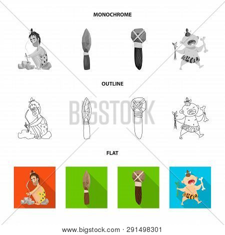 Vector Illustration Of Evolution  And Prehistory Logo. Collection Of Evolution  And Development  Vec