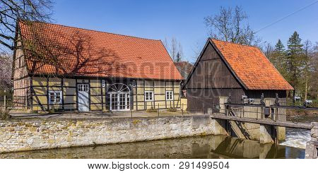 Panorama Of The Old Water Mill At The Castle Of Rheda-wiedenbruck, Germany
