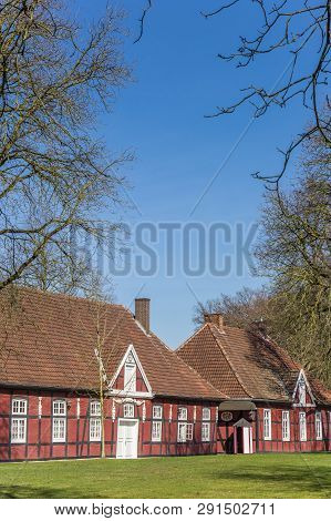 Red Half Timbered Houses In The Castle Park In Rheda, Germany