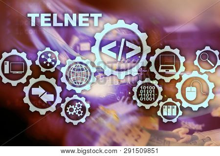 Teletype Network Protocol. Telnet Virtual Terminal Client. Internet And Network Concept. Telnet.