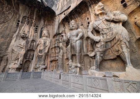Luoyang, Henan/china- January 19, 2019:  Longmen Grottoes Is One Of The 3 Major Buddhist Caves Of Ch