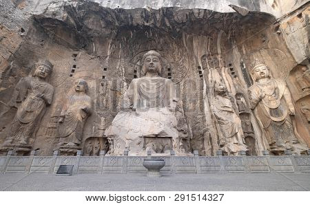 Luoyang, Henan/china- January 19, 2019:  Longmen Grottoes Is One Of The 3 Major Buddhist Caves Of Ch