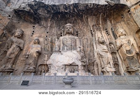 Luoyang, Henan/china- January 19, 2019:  Longmen Grottoes Is One Of The 3 Major Buddhist Caves Of Ch