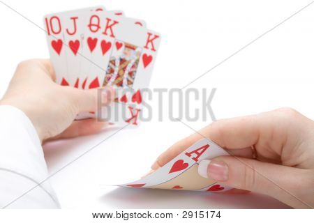 Royal Flush Poker Hand, zaměření na Ace