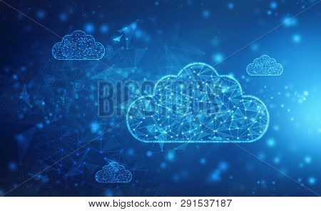 2d Rendering Cloud Computing, Cloud Computing Concept, Cloud Internet Technology Background