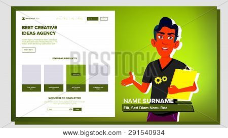 Self Presentation . Indian Male. Introduce Yourself Or Your Project, Business. Illustration