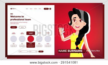 Self Presentation . Caucasian Feamle. Introduce Yourself Or Your Project, Business. Illustration