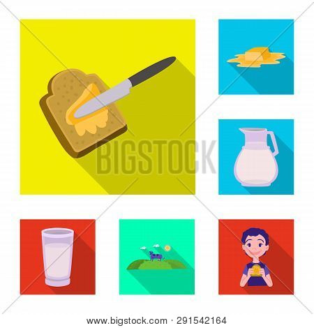 Vector Design Of Creamy And Product Icon. Collection Of Creamy And Farm Stock Symbol For Web.