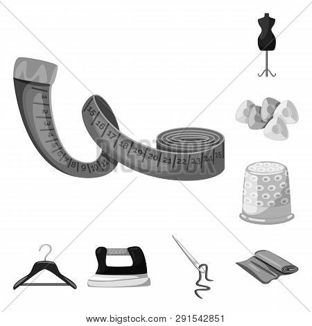 Vector Illustration Of Dressmaking And Textile Sign. Collection Of Dressmaking And Handcraft Vector 