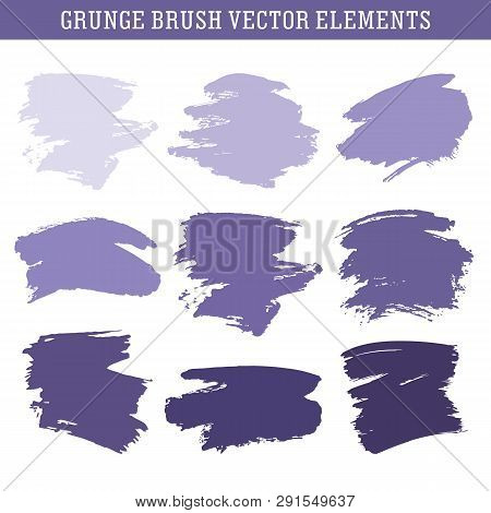 Set Of Hand Drawn Grunge Brush Texture Elements, Vector Backgrounds For Text