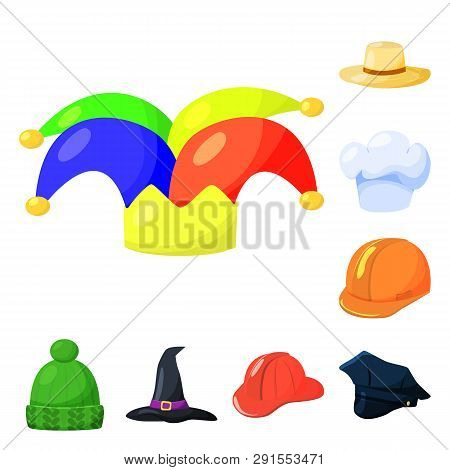 Vector Illustration Of Headgear And Napper Icon. Collection Of Headgear And Helmet Stock Symbol For 