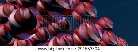 Balls Spiral Chaos Red White Blue Background Mass