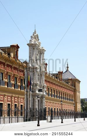 Seville, Spain - July 15, 2011: Seville Palacio De San Telmo In Andalusia Of Spain.