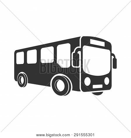 School Bus Icon In Flat Style. Autobus Vector Illustration On White Isolated Background. Coach Trans