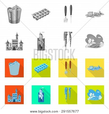 Vector Illustration Of Texture  And Frozen  Sign. Set Of Texture  And Transparent  Vector Icon For S
