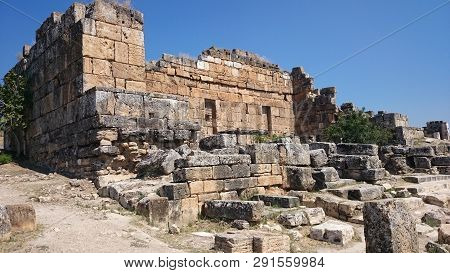 Ruins And Ruins Of The Ancient City, Hierapolis Near Pamukkale, Turkey.