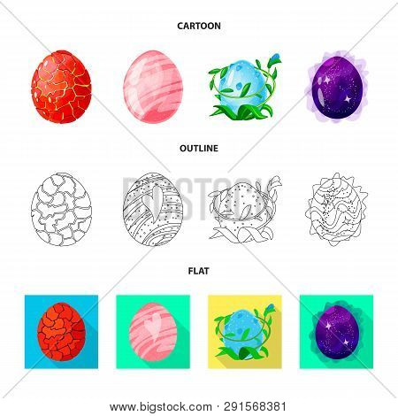 Vector Design Of Animal And Prehistoric Logo. Set Of Animal And Cute  Vector Icon For Stock.