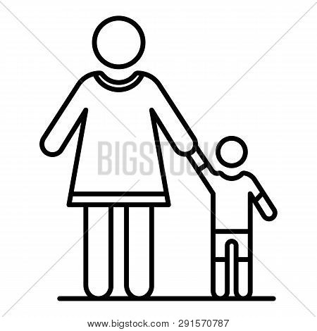 Grandmother With Nephew Icon. Outline Grandmother With Nephew Icon For Web Design Isolated On White 