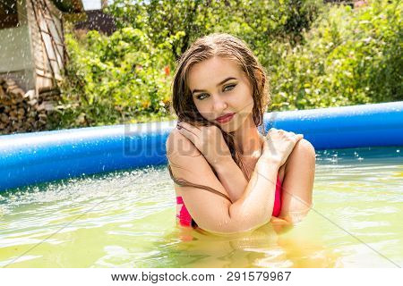 Wet Model Takes A Shower And Swims In Clothes, Wet Clothing, Wet Look Womens, Sauna And Swimming Poo
