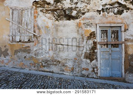 Abandoned Building In Ermoupoli Town On Syros Island In Greece.