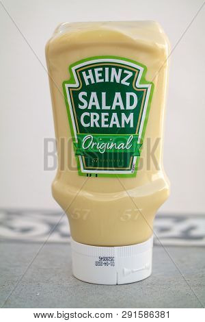 Torrevieja, Alicante, Spain - March 25 2019 : Heinz Salad Cream On Table With Copy Space