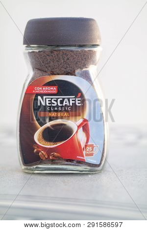 Torrevieja, Alicante, Spain - March 25 2009 : Jjar Of Nescafe Coffee On Table With Copy Space