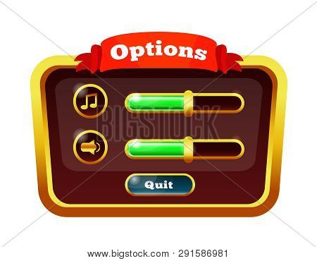 Icons Volume Settings For Sounds And Music. Game Pop-up Window.