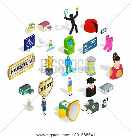 Twosome Icons Set. Isometric Set Of 25 Twosome Icons For Web Isolated On White Background