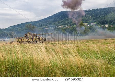 German Tank Pzkpfw 171 Panther From Ww Ii During Historical  Reenactment. Poland