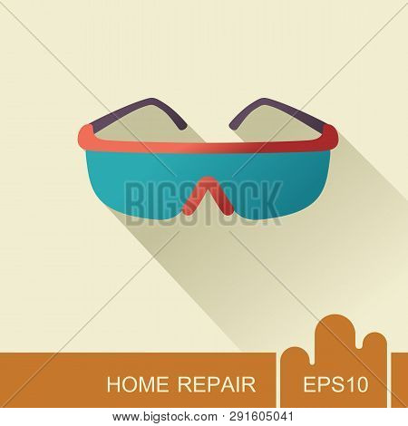 Safety Goggles Icon. Construction, Repair And Building Vector Design And Illustration