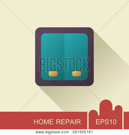 Electrical Switch Two Buttons Icon. Construction, Repair And Building Vector Design And Illustration