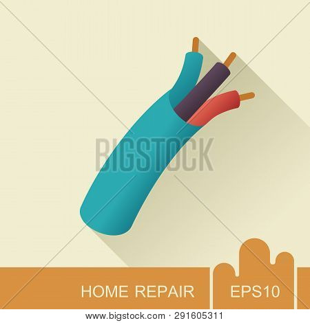 Electric Cable Icon. Construction, Repair And Building Vector Design And Illustration