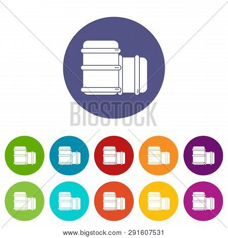 Paintball Barell Equipment Icons Color Set For Any Web Design On White Background