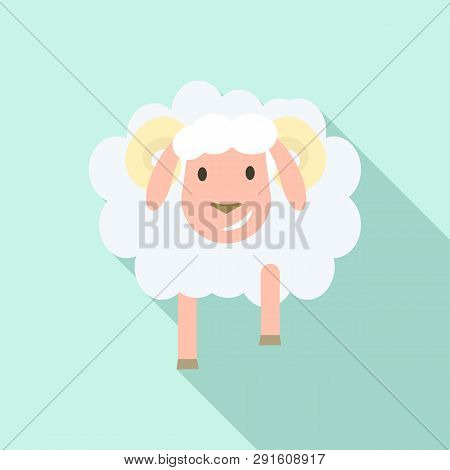 Smile Sheep Icon. Flat Illustration Of Smile Sheep Icon For Web Design