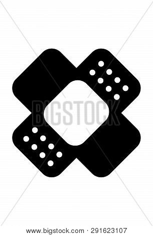 This Vector Image Shows A Healing Patch In Glyph Icon Design. It Is Isolated On A White Background.
